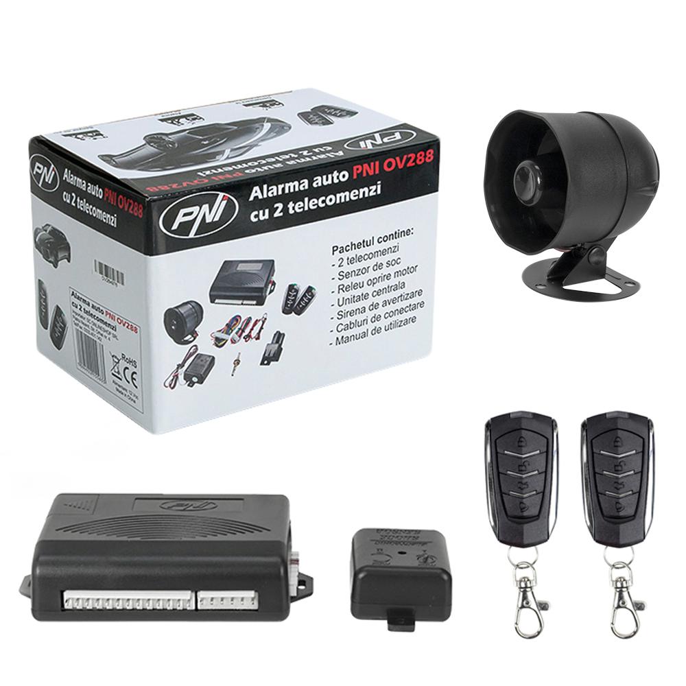 ALARMA AUTO CU 2 TELECOMENZI SI MODUL INCHIDERE CENTRALIZATA (FARA ACTUATORI)(include taxa de timbru verde) Pni PNI-OV288