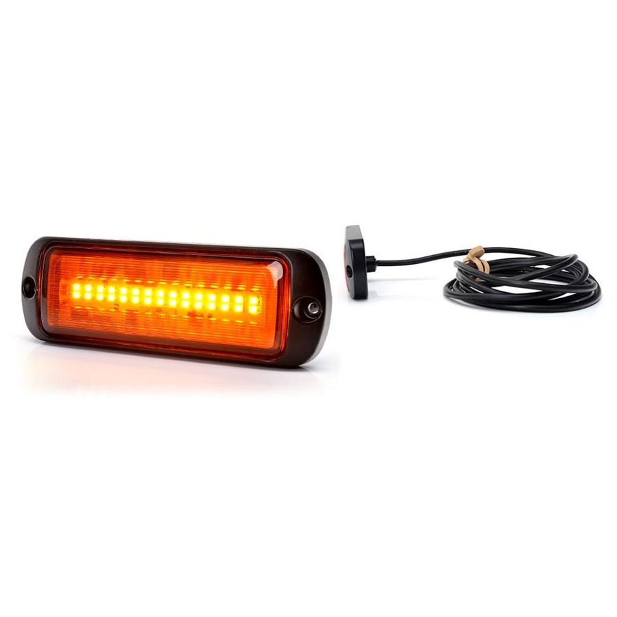 PROIECTOR STROBOSCOPIC LED PORTOCALIU 1469 W218 CU MONTARE IN GRILA, 2 FAZE FLASH, 12V-24V, 21W WAS