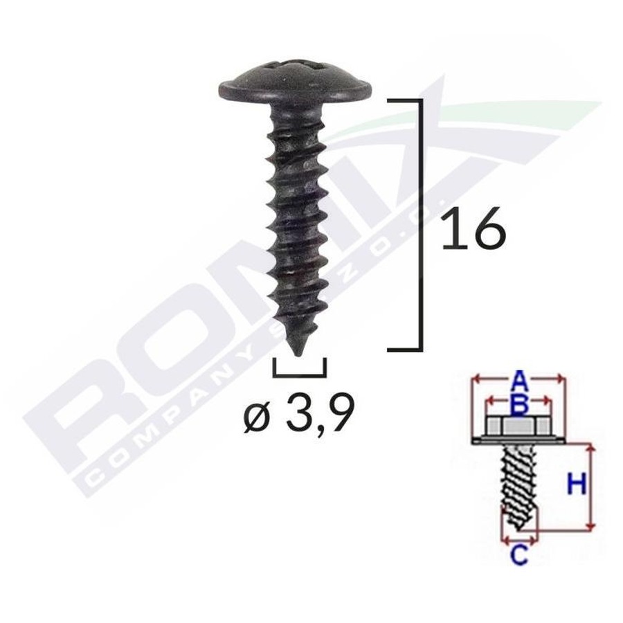 SURUB UNIVERSAL FIXARE NEGRU 3.9X16MM SET 25 BUC