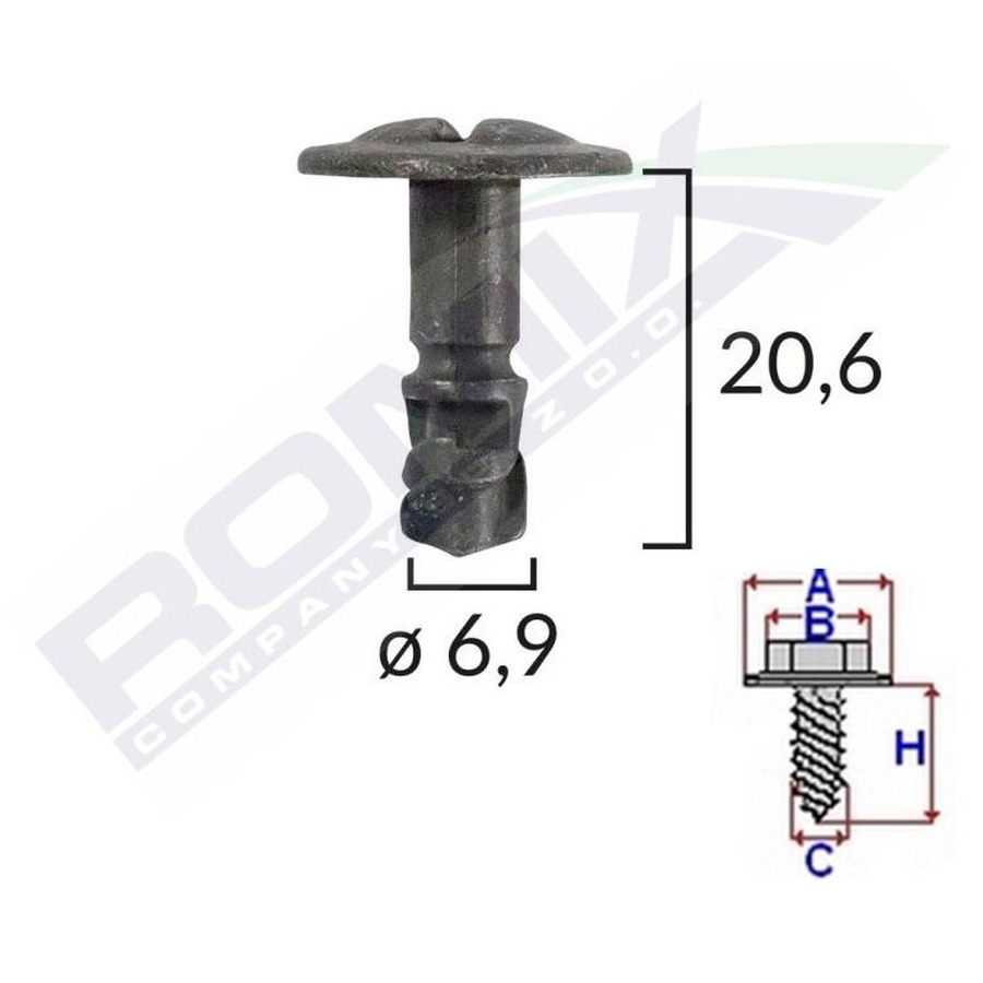 SURUB CAPAC MOTOR PENTRU VW/AUDI/SKODA 6.9X20.6MM - NEGRU SET 5 BUC