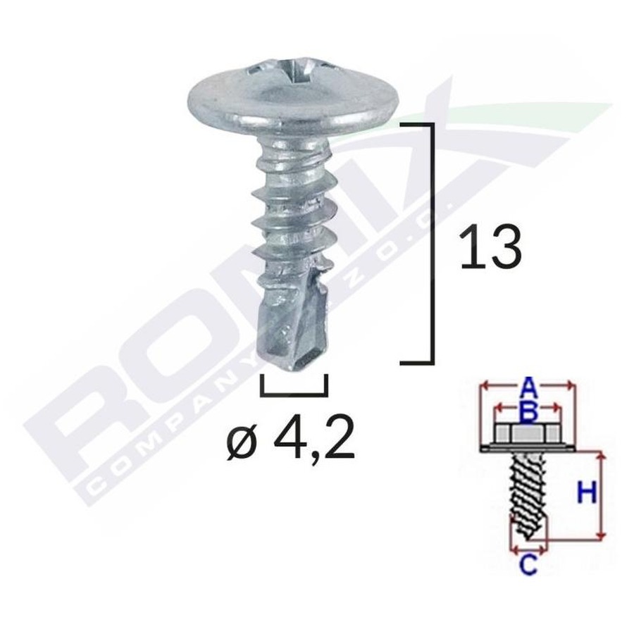 SURUB AUTOFORANT DIN ZINC 4.2X13 SET 100 BUC