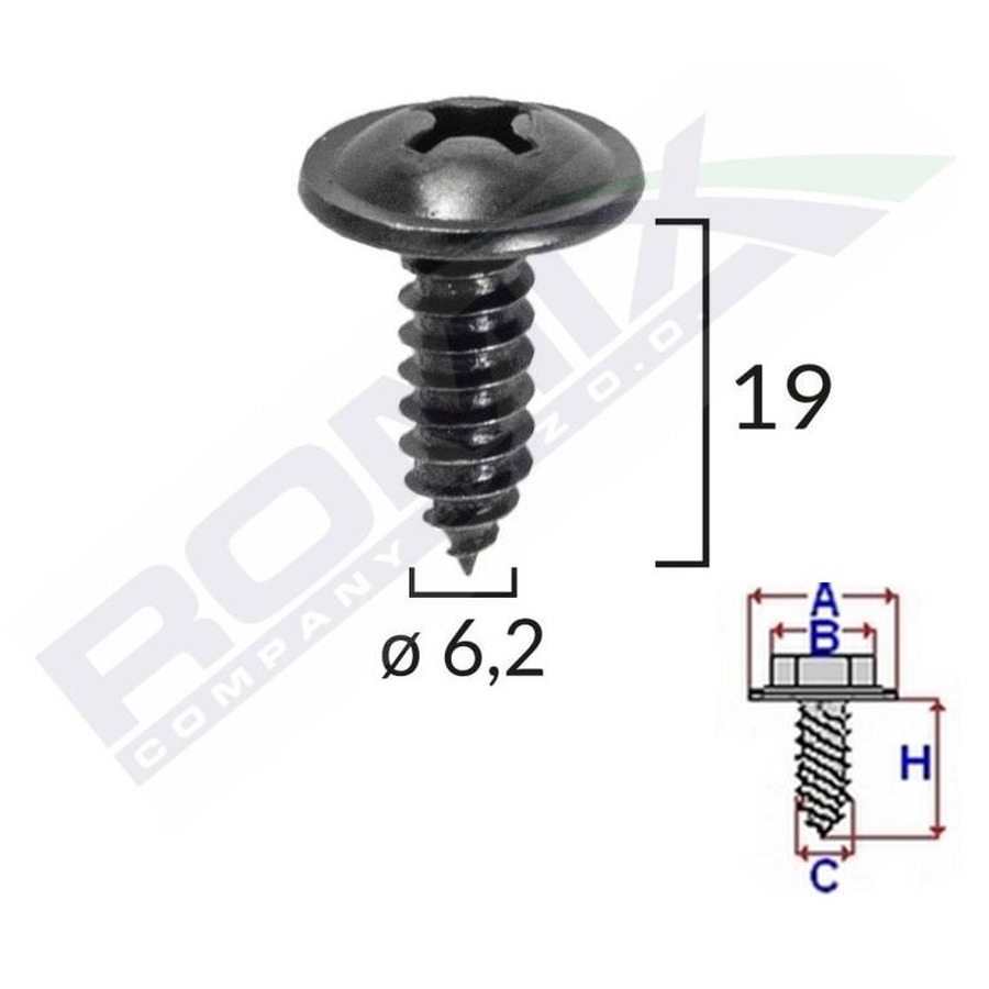 SURUB CU CAP INCRUCISAT DIAMETRU 6.2MM LUNGIME 19MM SET 10 BUC