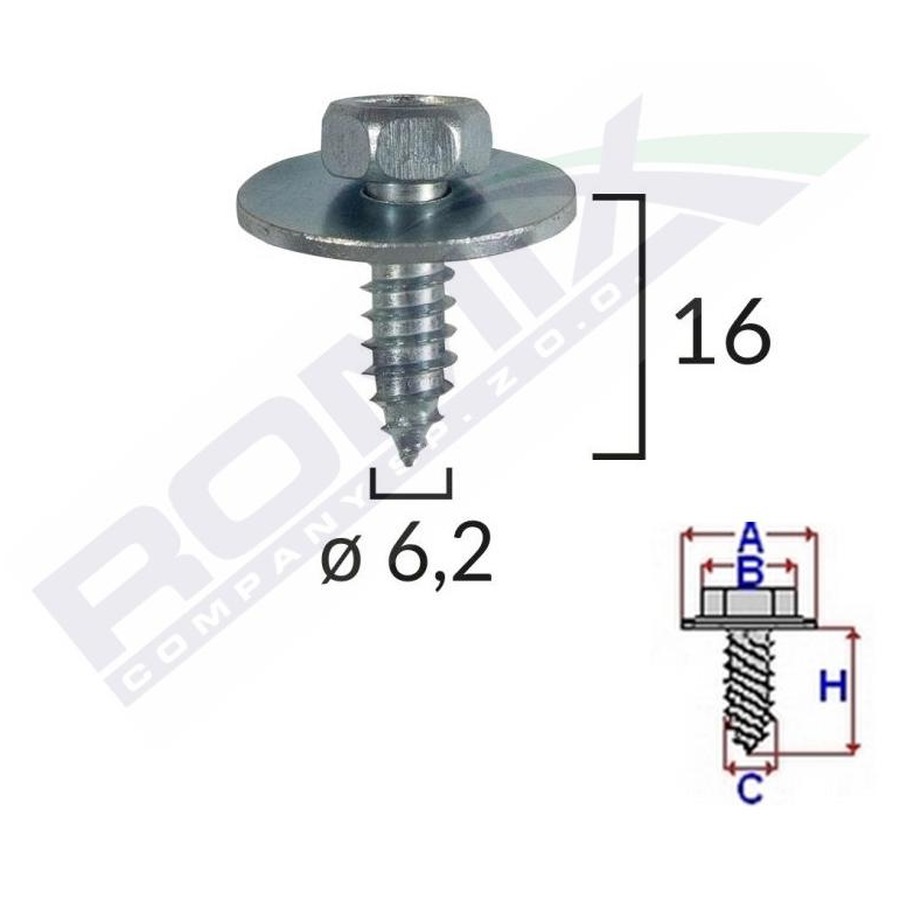 SURUB CU CAP HEXAGONAL MB 6.2 MM SET 10 BUC